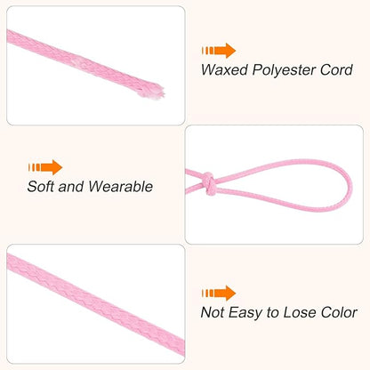 MECCANIXITY Waxed Cord 2.5mm Waxed Polyester Cord 87 Yard Wax String for Bracelet Making, Necklaces, Beading, Jewelry Making and DIY Crafts(Dark Pink)