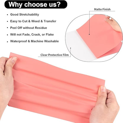 VINYL FROG Heat Transfer Vinyl Roll HTV Vinyl - 12" x5ft Coral Iron on Vinyl for T-Shirts, Heat Press Vinyl for DIY Craft Designs (Coral)