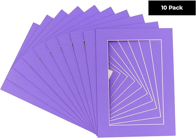 6x8 Mat for 8x10 Frame - Precut Mat Board Acid-Free Light Purple 6x8 Photo Matte Made to Fit a 8x10 Picture Frame, Premium Matboard for Family Photos, Show Kits, Art, Picture Framing, Pack of 10 Mats