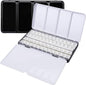LOONENG Empty Watercolor Palette, Metal Watercolor Tin with Fold-Out Palette, Large Watercolor Tray Palette with 52 Empty Watercolor Half Pans for Plein Air Painting, Acrylic and Oil Painting