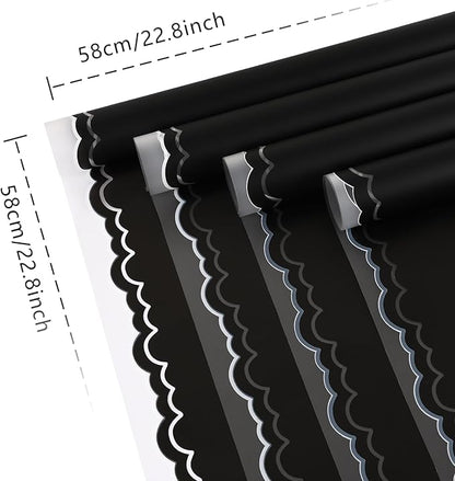 FUHITIM 20 Sheets Flower Wrapping Paper - Waterproof Floral Bouquet Wrapping Paper, Florist Supplies Packaging Paper for Wedding Birthday Gift DIY Crafts (Black)