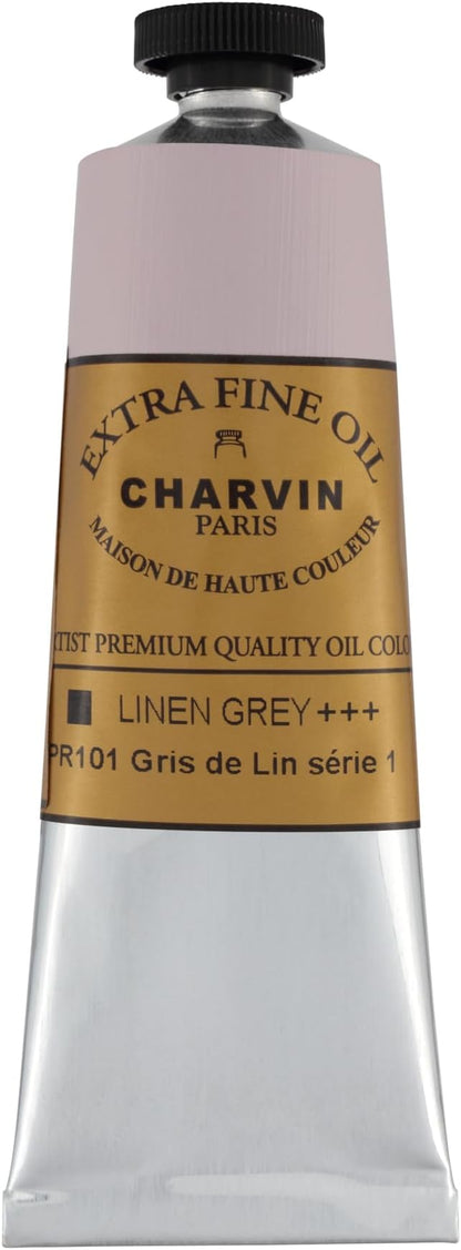 Charvin Extra Fine Oil Paint, Linen Grey 60 mL - Triple-Milled, Rich Texture, Poppy Oil-Based, Light-Fast, Handmade, Archival Quality