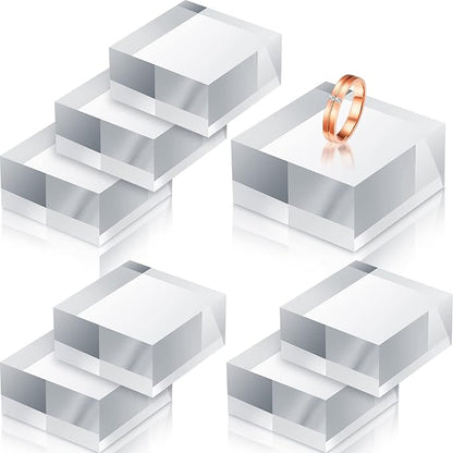 Remerry 8 Pieces Acrylic Display Block 2 x 2 x 1 Inch Clear Polished Acrylic Square Display Cube Block Stand Holder for Rings Jewelry Ornaments