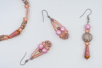 2.1oz (60 g) Mix of Unique Czech Bohemia Glass Pressed Beads, Dirty Pink Antique, Table Cut, Matte and Glossy, Faceted Fire Polish, Hand Made Set Kit BCV