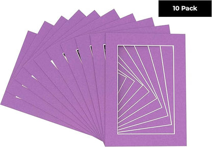 5.5x8.5 Mat for 8.5x11 Frame - Precut Mat Board Acid-Free Dark Purple 5.5x8.5 Photo Matte for a 8.5x11 Picture Frame, Matboard for Family Photos, Show Kits, Art, Picture Framing, Pack of 10 Mats