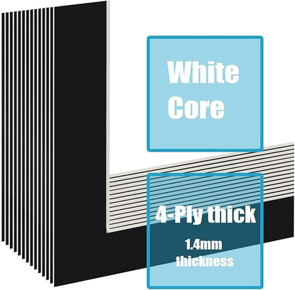 Egofine 11x14 Black Picture Mats Pack of 11, Frame Mattes for 8x10 Pictures, Acid Free, 1.2mm Thickness, with Core Bevel Cut