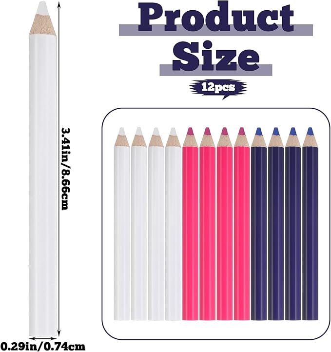 Hpmjz 12Pcs Fabric Tailors Markers for Sewing, Sewing Washable Disappearing Pen 3 Colors Sew Marking Chalk for Fabric Water Soluble Quilting Tracing Tools Dressmakers Embroidery DIY Crafts