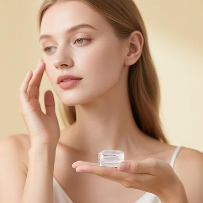 5g Cosmetic Sample Jars with Lids, 50 Pack Clear Small Plastic Containers for Skincare, Face Cream & Lip Balm, BPA-Free, Refillable Travel Size Containers