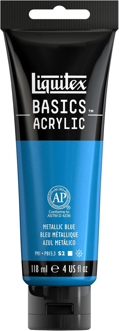 Liquitex BASICS Acrylic Paint, 118ml (4-oz) Tube, Metallic Blue