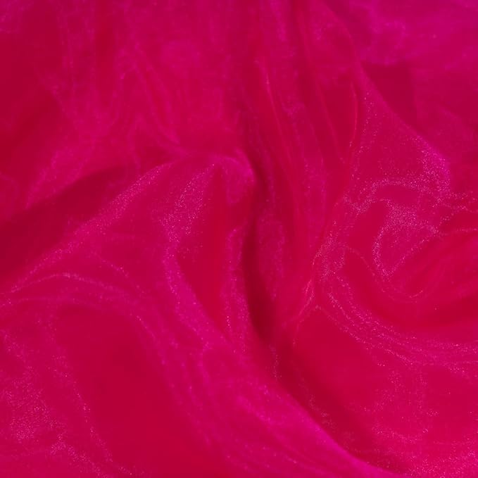 Fynite Sheer Organza Fabric | 2 Yards Long | 44" Wide | Bridal Solid Sheer Organza Bolt for Wedding Dress Fashion Craft Decorations - Hot Pink