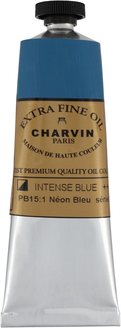 Charvin Extra Fine Oil Paint, Intense Blue 60 mL - Triple-Milled, Rich Texture, Poppy Oil-Based, Light-Fast, Handmade, Archival Quality