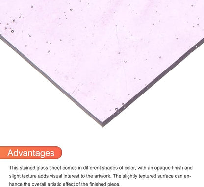 MECCANIXITY 2 Pcs Stained Glass Sheet Mosaic Tile 7.9 Inch x 5.9 Inch Purple Color Stained Glass Sheets for Crafts DIY Art Project