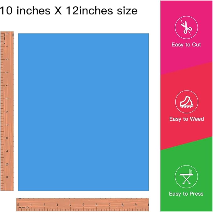 JANDJPACKAGING Baby Blue Heat Transfer Vinyl HTV - 10 Sheets Easy to Weed T-Shirt Iron on Vinyl Compatible with Cricut Cutting Machine & Silhouette Cameo, All Craft Cutters