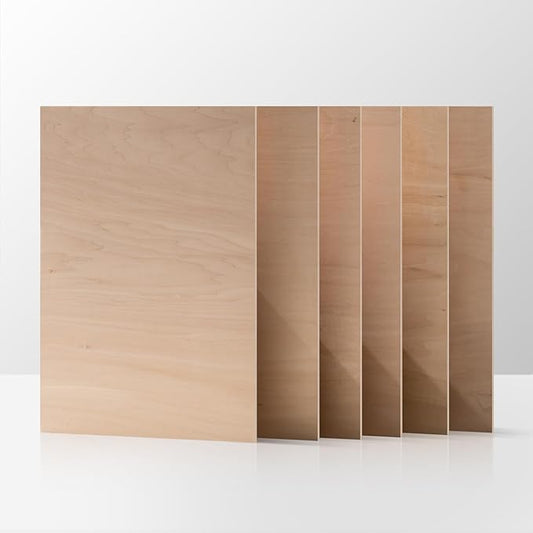 ROBOTIME 6-Pack Basswood Sheets 1/8" - 12 x 16 x 1/8 Inch - 3mm Plywood Sheets for Laser Cutting, Engraving & Wood Burning (Pyrography) - Thin Unfinished Wood Boards for Craft