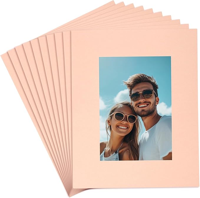 uxcell 10Pcs Picture Mats, 8 x 10 Mat Board Center for 5 x 7 Pictures Acid Free White Core Bevel Cut Frame Mattes for Display Art Measuring, Lotus Root
