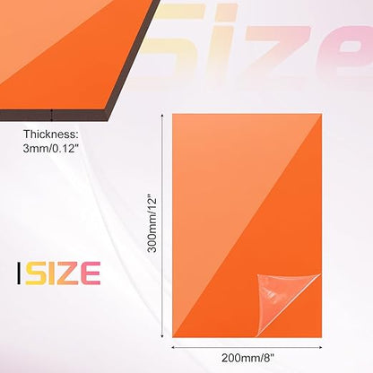 uxcell Acrylic Sheets 12x8 Inch Acrylic Panel 1/8 Inch-3mm Plastic Board for Picture Frames Sign Holders DIY Display Projects Craft, Clear Orange