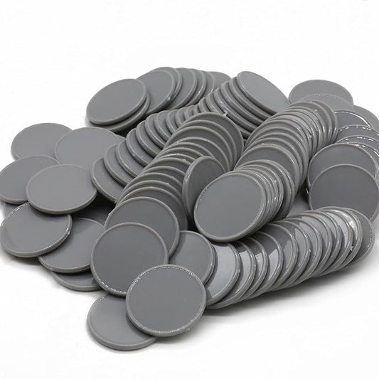 Set of 100 Opaque Plastic Learning Counters Mini Poker Chips Game Tokens with Storage Box (Gray, 1 Inch)