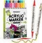 TRANSON 24 Colors Bold and Brush Dual-tip Acrylic Paint Marker Pen for Canvas Rock Wood Leather Ceramic DIY Painting