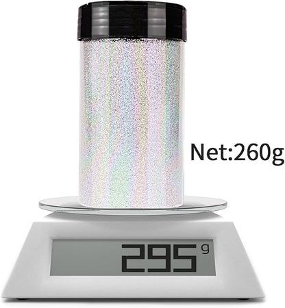 High Capacity 260g Iridescent Fine Glitter,Shaker Bottle Fine Glitter for Epoxy Resin DIY Craft,Rainbow Fine Glitter for Nail Art Face Body Glitter Tumbler Making (IRI Yellow)