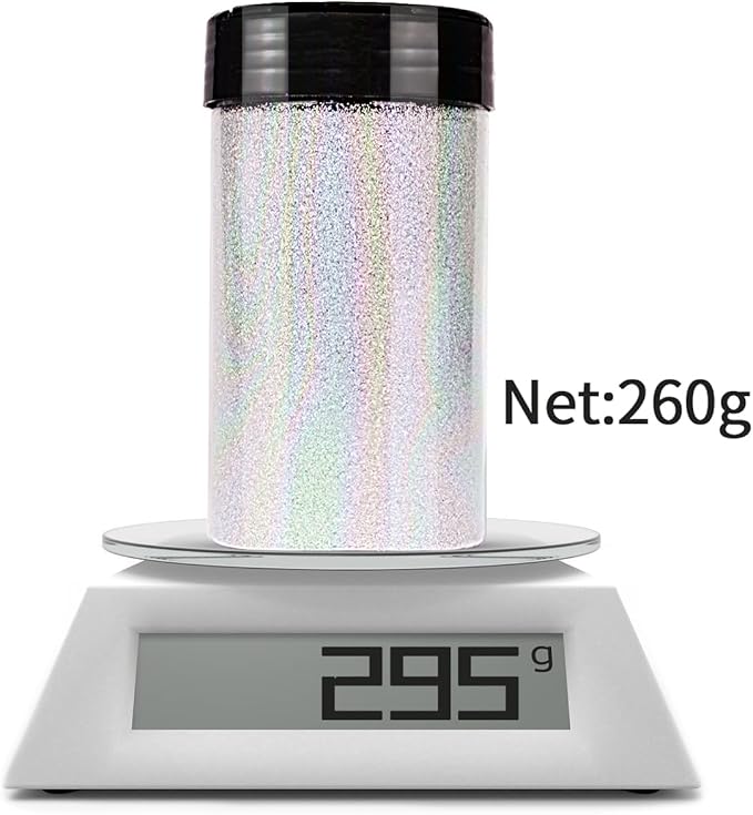 Holographic Fine Glitter for Epoxy Resin DIY Craft,ANGXILIN High Capacity 260g Shaker Bottle Fine Glitter for Nail Art Face Body Make Up,Tumblers Earrings Jewelry Making Fine Glitter (Laser Black)