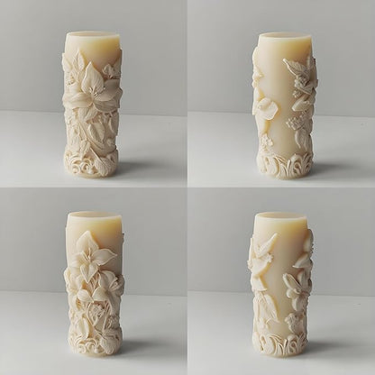Elegant Lily Embossed Candle Molds for Candle Making, 3D Flower Silicone Molds for Candle Soap Wax Resin Clay, Blooming Lily Chocolate Cake Fondant Molds, DIY Floral Art Craft Wedding Decor