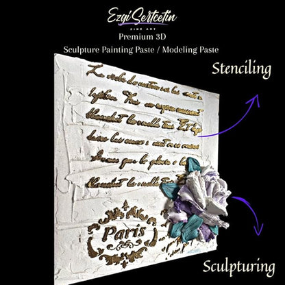 3D Sculpture Painting Paste|Texture Paste|Decorative Plaster|Ready to Use|Unique Colors|Ideal for Artwork|Stencil|Flowers|Texture|Art Relief|New Formula| 6 oz (Metallic Purple)
