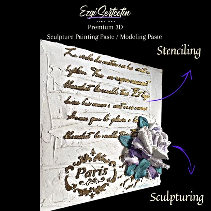 3D Sculpture Painting Paste|Texture Paste|Decorative Plaster|Ready to Use|Unique Colors|Ideal for Artwork|Stencil|Flowers|Texture|Art Relief|New Formula| 6 oz (Metallic Turquoise)