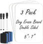3 Pack Small White Board Dry Erase 5x7 Inch Mini Whiteboard Small Dry Erase Board with Markers Erasers Double Sided Dry Erase Lapboards for Students Teachers School Supplies Meeting Voting (3)