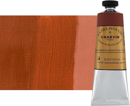 Charvin Extra Fine Oil Paint, Burnt Sienna 60 ml - Triple-Milled, Rich Texture, Poppy Oil-Based, Light-Fast, Handmade, Archival Quality
