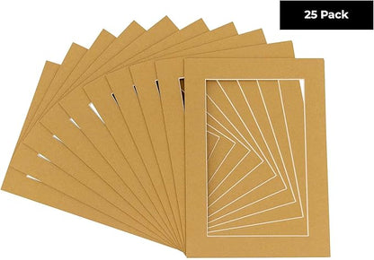 6x8 Mat for 8x10 Frame - Precut Mat Board Acid-Free Show Kit with Backing Board, and Clear Bags Rattan Beige 6x8 Photo Matte Made to Fit a 8x10 Picture Frame Matboard for Framing, Pack of 25 Mats