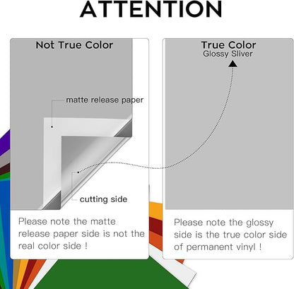 HTVRONT Silver Permanent Vinyl - 12 Pack Vinyl for Cutting Machine - 10 Sheets 12" x 12"& 2 Transfer Tape Sheets for Party Decoration, Sticker, Craft Cutter, Car Decal (Glossy)