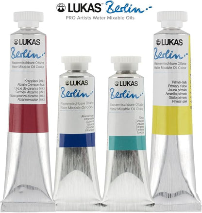 Lukas Berlin Pro Artists Water Mixable Oil Paint 200 ml Tube Viridian Hue, Water Soluble, Lightfast Pigments, Quick Drying, Easy Clean-Up, Eco-Friendly, Professional Quality, 40 Color Range