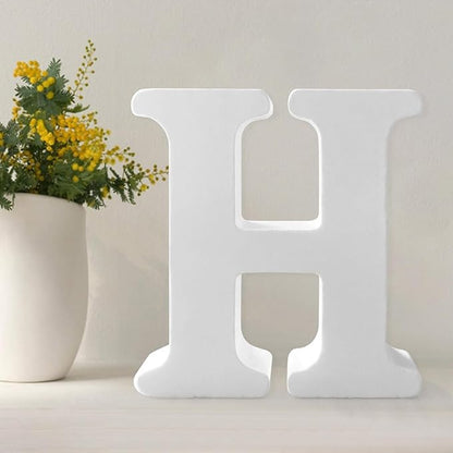 Wood Letters 4.3 Inch, White Unfinished Wood Letters for Graft, Wooden Letters for Wall Decor, Standing Letters for Bedroom, Home, Birthday, Party, DIY Graft (H)