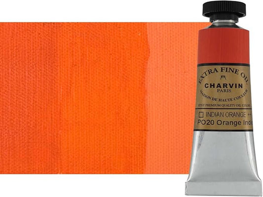 Charvin Extra Fine Oil Paint, Indian Orange 20 ml - Triple-Milled, Rich Texture, Poppy Oil-Based, Light-Fast, Handmade, Archival Quality