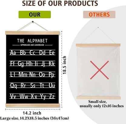 Alphabet and Numbers Wall Chart Set of 2,Kids Educational Posters,ABC and 1-20 Number Learning Banners for Toddlers, Preschool Classroom, Nursery, Playroom Decor14 x 18.5 In(Black and white)
