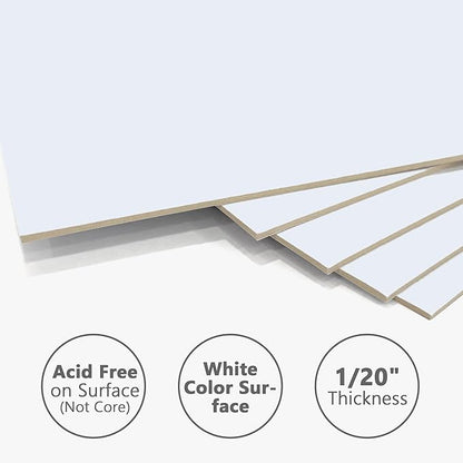10 Pack Backing Boards, 16x20 Uncut White Mats Matboards, Acid-Free Backerboards for Art Prints, Ideal for Photos, Pictures, Prints, and Frames