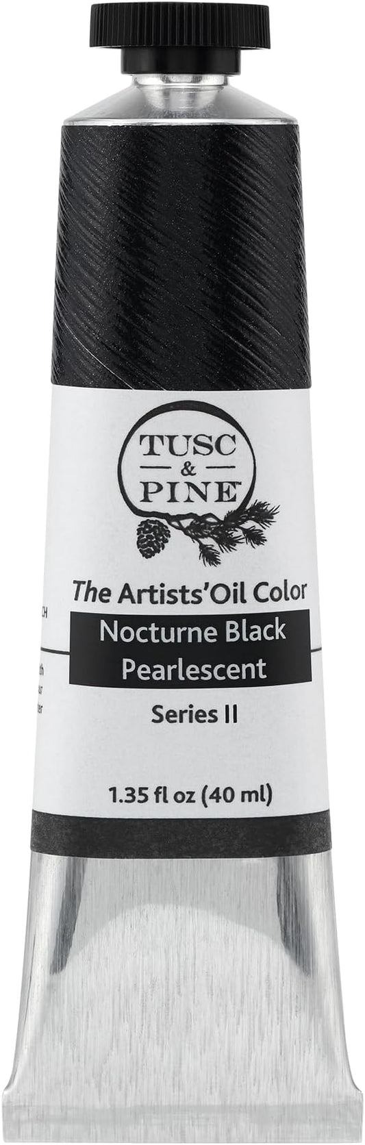 Tusc & Pine Artist Oil Paint - Nocturne Black Pearlescent, 40 ml, Non-Yellowing, Rich & Creamy Consistency, Maximum Pigment Load, Small Batch Milled Oil Paints Made in the USA for Professional Artists