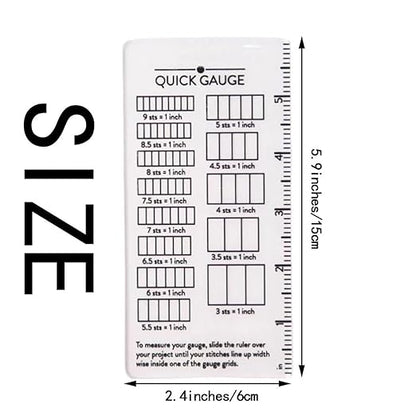 Quick Gauge Ruler, Gauge Ruler for Knitting and Crochet, Scarf Keychain Knitting No Counting Needed, Slide Sewing Rulers and Guides for Fabric Stitch Measuring Crochet Tool(1pc)