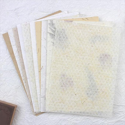 Textured Handmade Paper Sheets for Crafts, A5 Thick Rough Mulberry Recycled Scrapbook Papers for Card Making, Mixed Media, Embossed, DIY Junk Journals, Art Journaling Decorative Materials