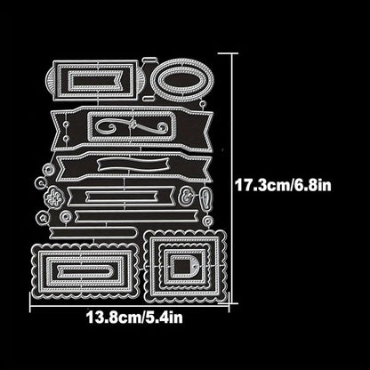 Lapoo Flowers Metal Cutting Die for Scrapbooking - Durable, Cut Stencils for DIY Scrapbook Photo Album Decorative Paper Card, Card Making Supplies (Multiple Label Box 6.8 x 5.4 in)