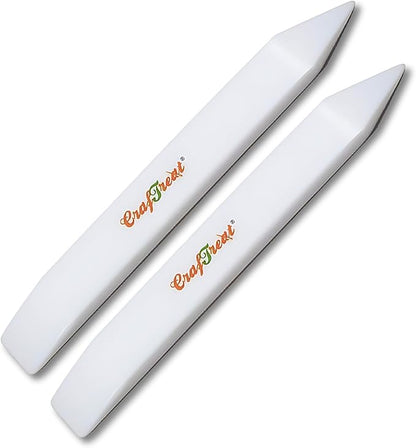 CrafTreat Large Teflon Bone Folder Tool for Paper Crafting and Scrapbooking - 2 Pcs - Creaser and Scorer for Card Making, Origami - Book Binding Tool - Smooth, Non Stick, Ergonomic Tools (Large 2 pcs)