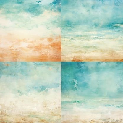Scrapbook Paper Pad 6x6 Craft Paper Single-Sided Watercolor Seaside Background Beach Ocean Theme, Wedding, Birthday Party Decoration Sheets 24