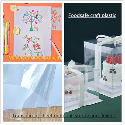 Transparent Blank Mylar Stencil Sheets for Cutting, 16" x 24" 7.5 mil/0.19mm Thick 8 Sheets.Gift, Acetate Template Material, Craft Plastic Sheets (16×24” /7.5 mil)