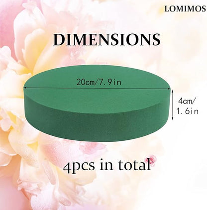 LOMIMOS 8'' Large Round Floral Foam,Florist Green Blocks Supplies for Flower Arrangement Decorations DIY Craft,Pack of 4