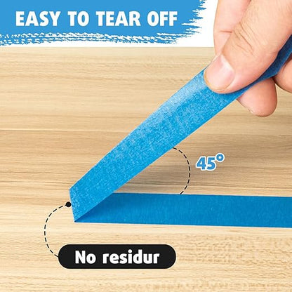 Blue Painters Tape 4 Rolls: Masking Tape 1 Inch Wide x 55 Yards - Painter's Tape Blue Masking Tape for Walls Painting Packing, Wood, Floors, DIY, Total 220 Yards
