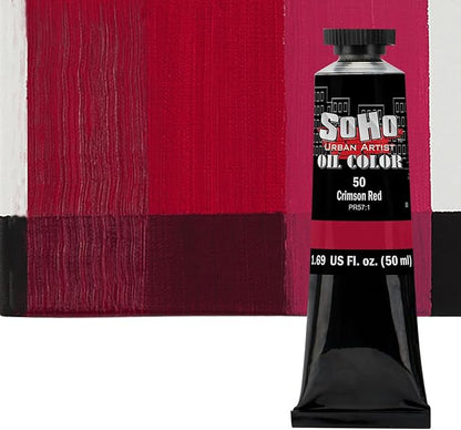 Soho Urban Artist Oil Paint - Crimson Red, 50 ml Tube - Best Valued Oil Colors for Painting, Excellent Pigment Load