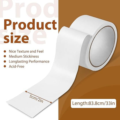 Book Repair Tape, White Cloth Bookbinding Repair Tape Archival Document Repairs Tapes 2 Inch by 33 Feet Self Adhesive Matte Book Binding Tapes for Repairs Paper, Ephemera, Photos, Print and Artwork