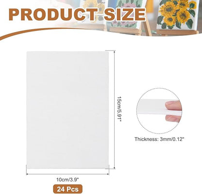MECCANIXITY Canvas Boards for Painting, 4x6 Cotton Blank Primed Art Canvas Panels Acid-Free for Painting Supplies Oil Acrylic Tempera Watercolor Pouring Paint Artists(White, Pack of 24)