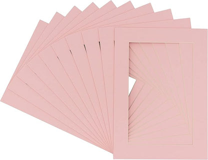 Pack of 25 Acid Free 8x10 Mats Bevel Cut for 5x8 Photos - Soft Pink Precut Matboards With Backing Boards and Clear Photo Mat Bags For Pictures, Photos, Framing - 4-ply Thickness