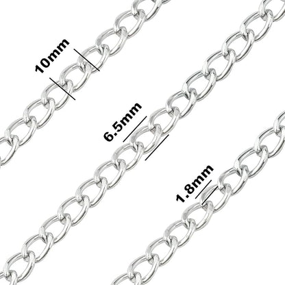 Jishi 16ft Aluminium Curb Chain Roll, Thick Twisted Chain Links, Silver Plated Metal Craft Chain Curb Link Chain Spool for Jewelry Making Necklace Bracelet DIY Crafts, Jewelry Making Findings Supplies